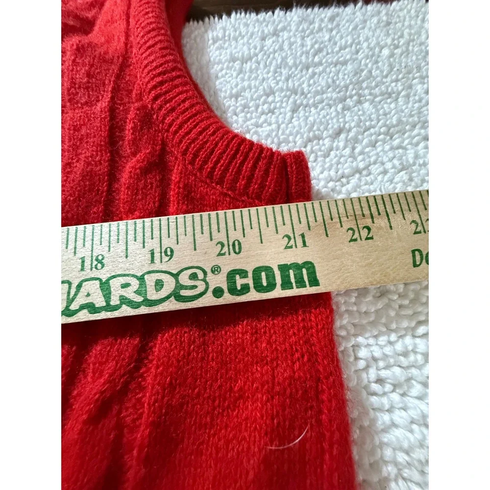 Vintage Jantzen Red Cable Knit Sweater Vest Mens XL V-Neck Made‎ in USA
